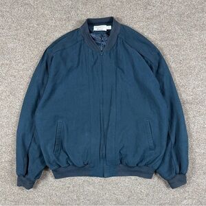 VTG Navy Blue Lightweight Full Zip Micro-Suede Bomber Jacket Men’s XL Retro 90s